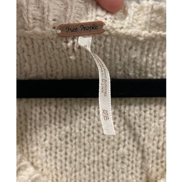 FREE PEOPLE Beige Frayed Knit Sweater - Picture 2 of 5